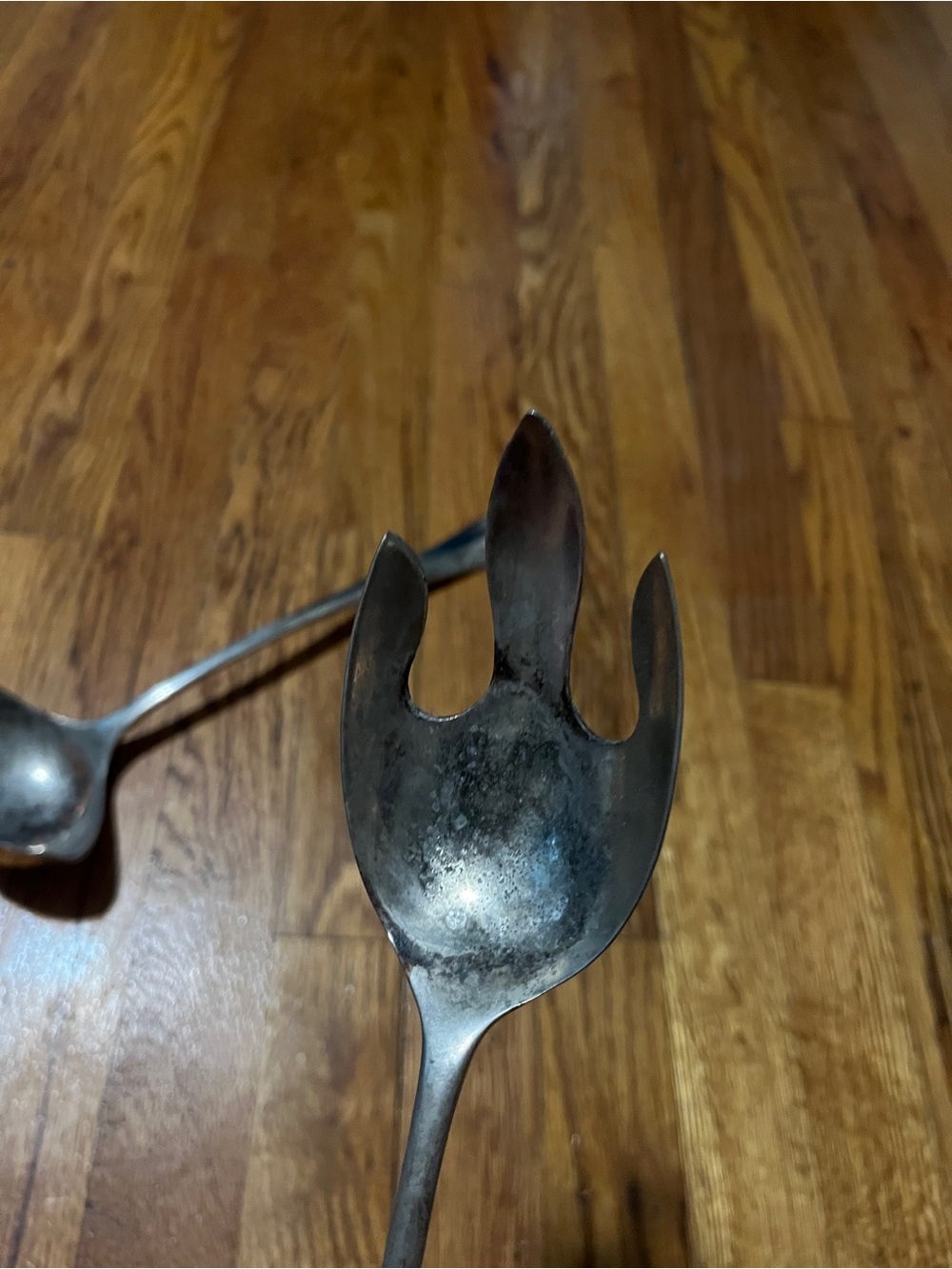 Vintage-Style Silver Serving Ladle and Fork Set - Silver - Picture 5 of 8